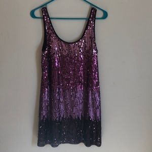 Express Purple Ombré Sequin Mini Dress